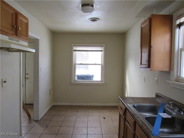 kitchen featuring light tile patterned floors, sink, and stainless steel dishwasher