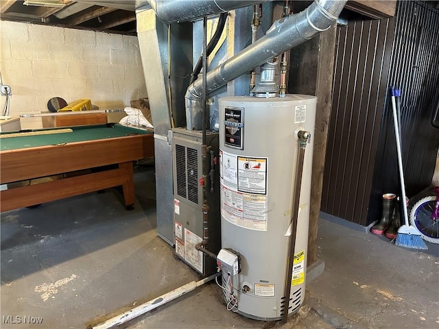 utility room with water heater