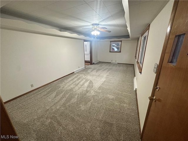 1425 Flint Ridge Rd, Hopewell, OH 43746 - basement with carpet floors and ceiling fan