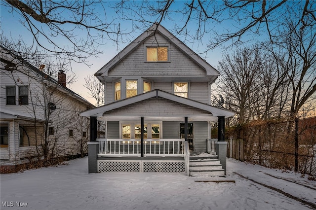 view of front of home featuring covered porch