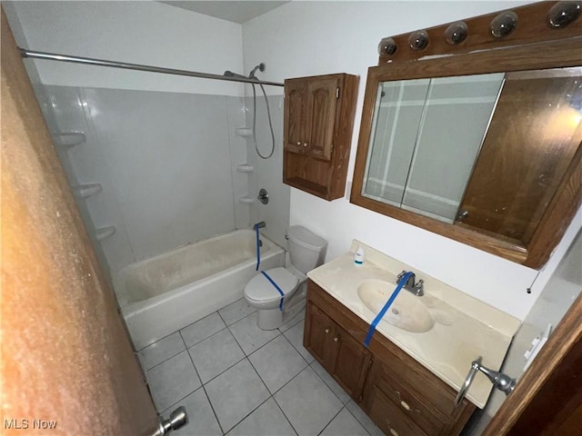 full bathroom with toilet, vanity, shower / washtub combination, and tile patterned floors