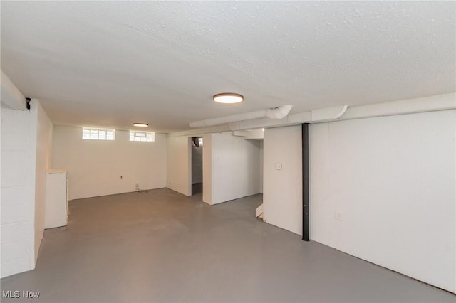 below grade area with a textured ceiling