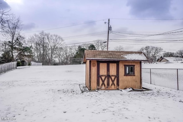 view of snow covered structure