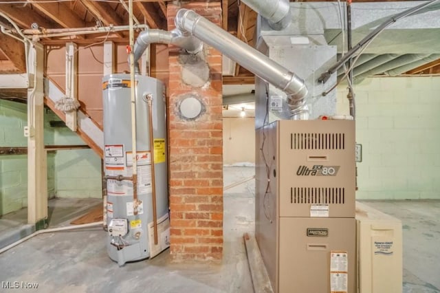 utility room with gas water heater