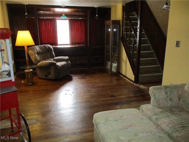 4520 E Wallings Rd, Broadview Heights, OH 44147 - living area featuring wood finished floors and stairway