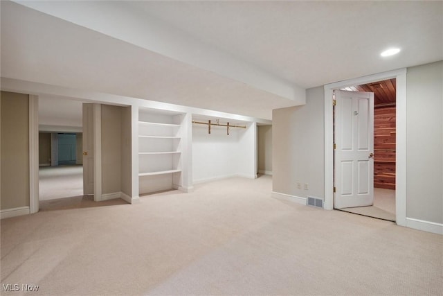 basement with carpet floors