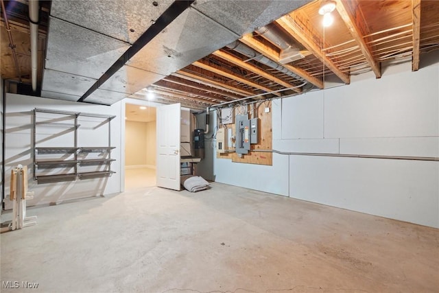 basement featuring electric panel