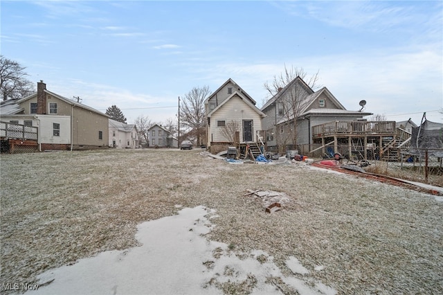 view of yard with a deck