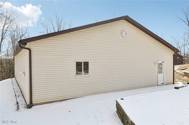 view of snow covered exterior