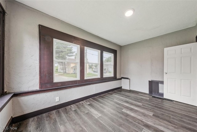 spare room with wood-type flooring