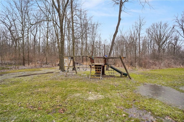 view of yard with a playground