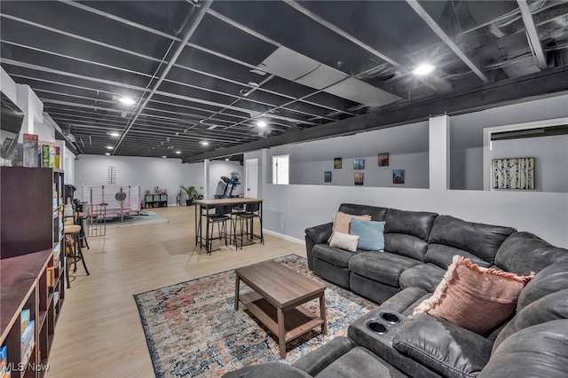 living room featuring light hardwood / wood-style floors