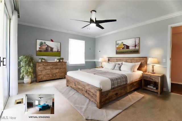 102 Chippewa Dr, Marietta, OH 45750 - bedroom featuring ceiling fan and crown molding