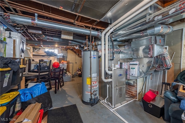 basement featuring water heater