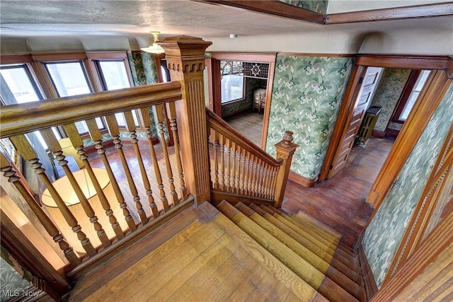 staircase featuring wood finished floors