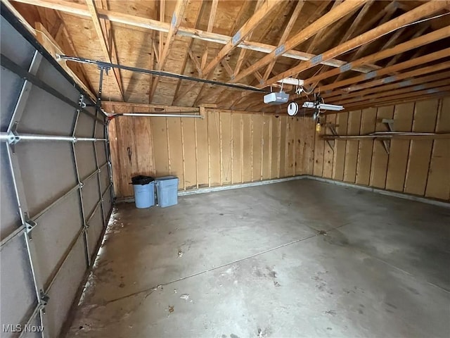 garage with a garage door opener