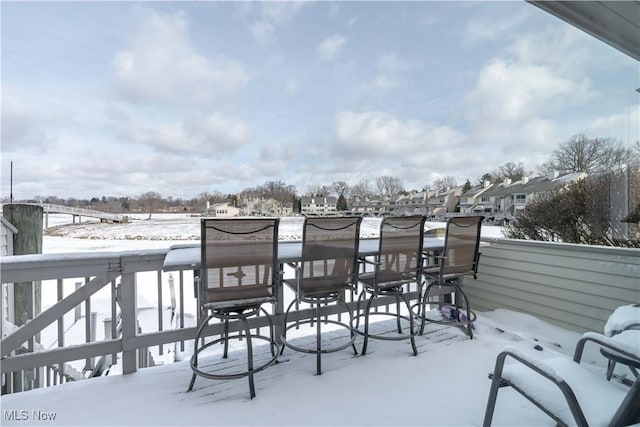 view of snow covered patio