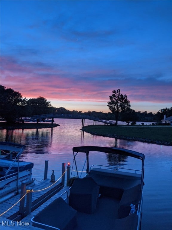 view of dock featuring a water view