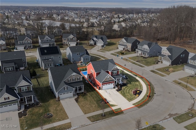 bird's eye view featuring a residential view