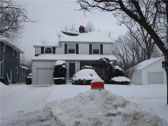 traditional-style home with a chimney