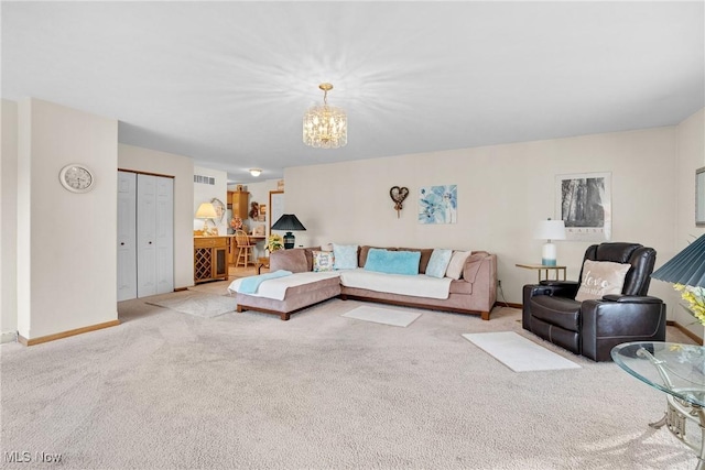 1925 N Lipkey Rd, North Jackson, OH 44451 - carpeted living room with a chandelier and baseboards