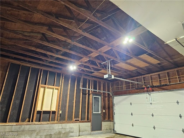 garage with a garage door opener