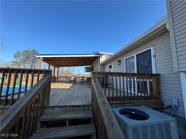 wooden terrace with cooling unit