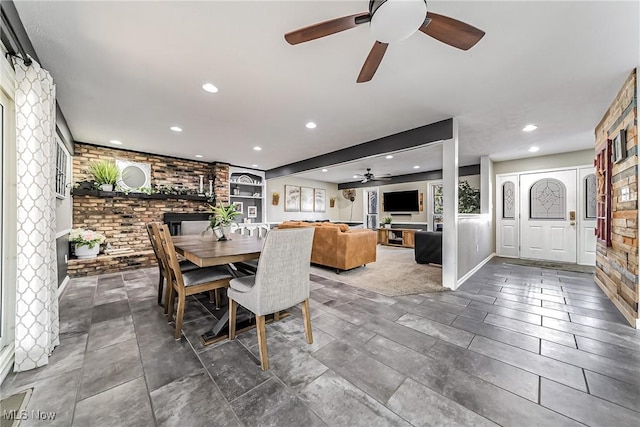 dining space with recessed lighting