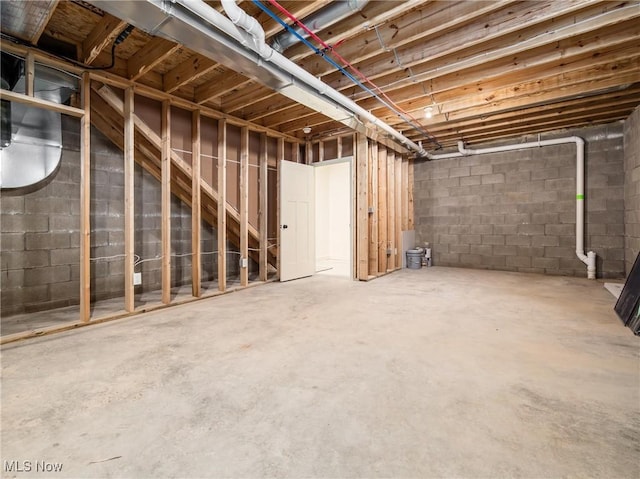 view of unfinished basement