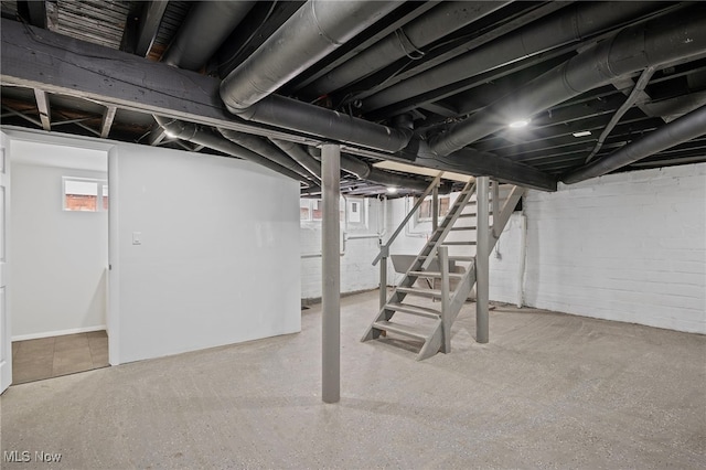 below grade area with stairs