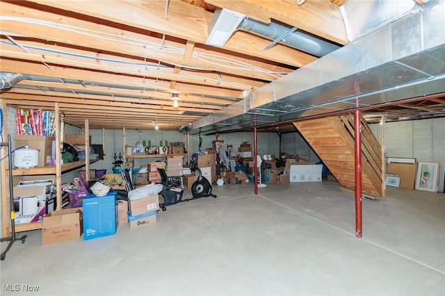 view of unfinished basement