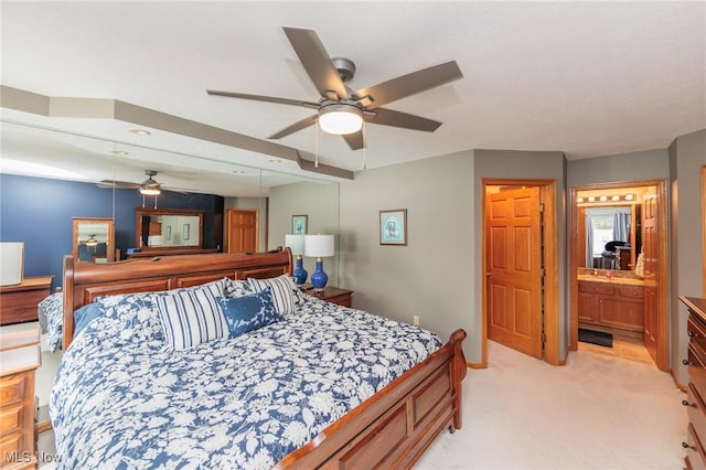 bedroom featuring light colored carpet