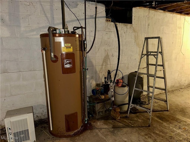 utility room with water heater