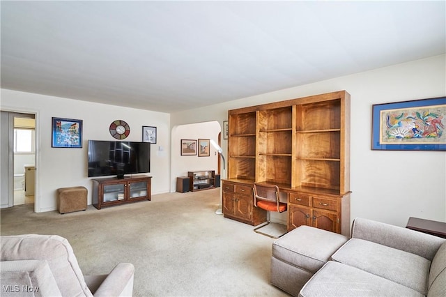 living room with light carpet