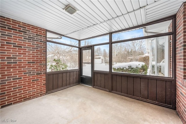 view of unfurnished sunroom