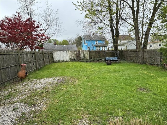 view of yard featuring a fenced backyard