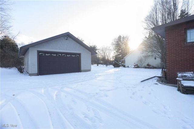 exterior space with a garage