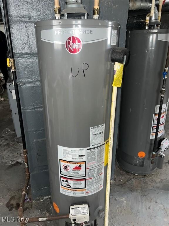 utility room featuring gas water heater