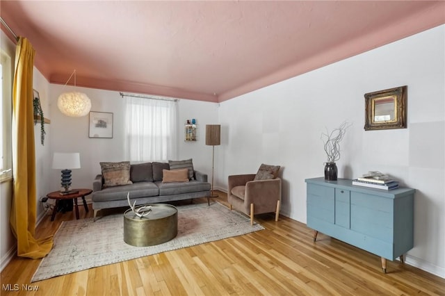 living area with light wood-type flooring