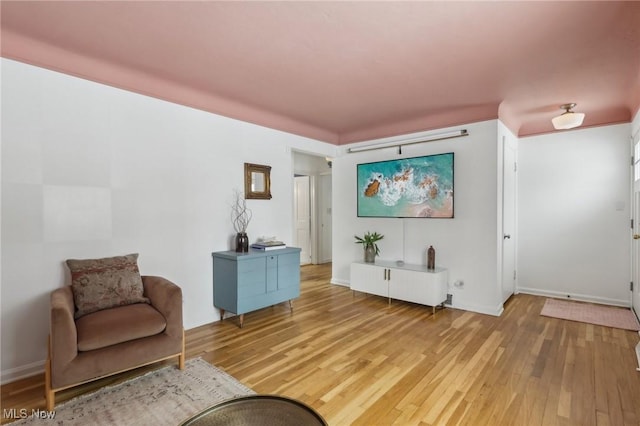 sitting room featuring baseboards and wood finished floors