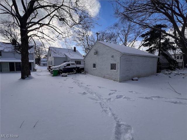 view of snow covered exterior