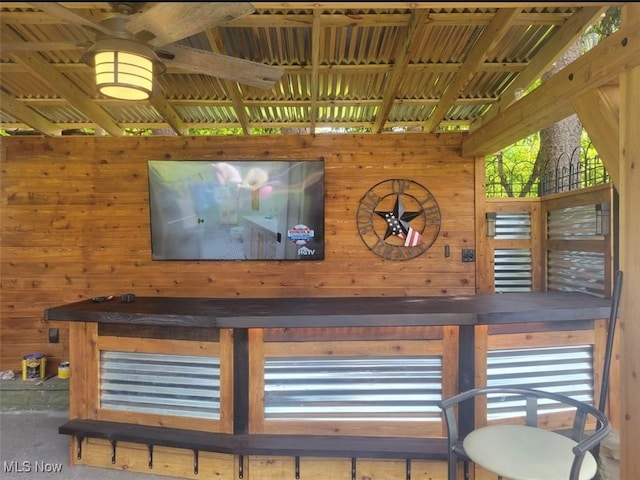 room details featuring wooden walls