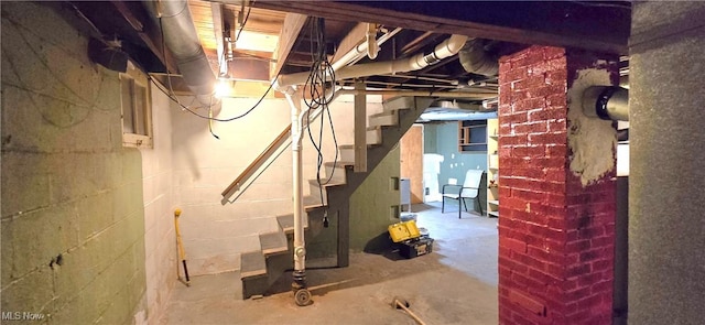 unfinished below grade area with stairs