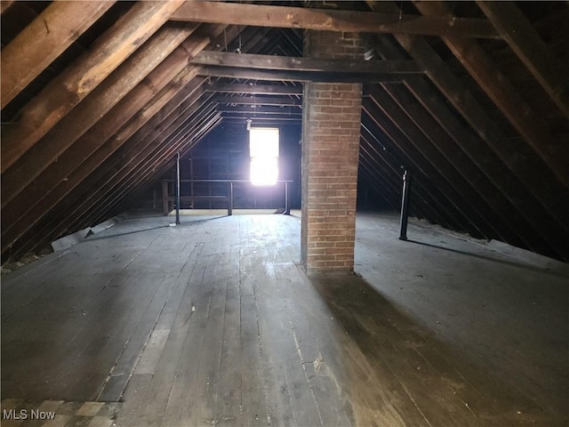 view of unfinished attic