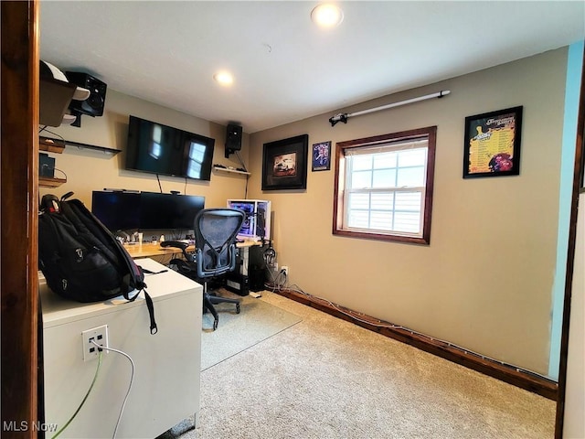 office area featuring recessed lighting