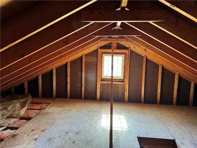 view of unfinished attic