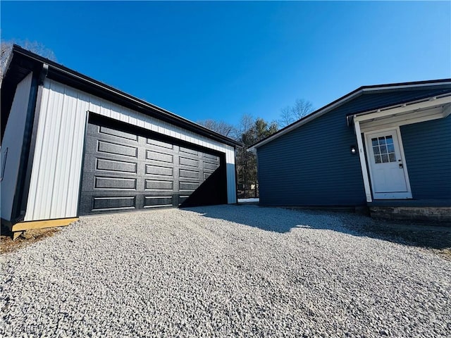 view of detached garage