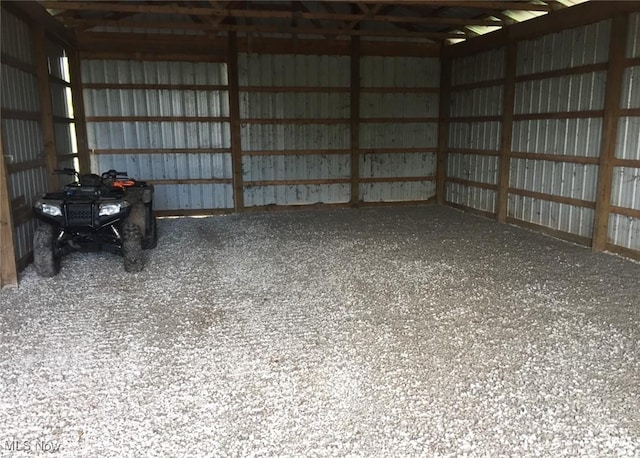 garage with metal wall