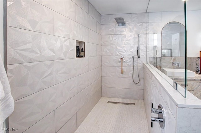 full bathroom featuring a walk in shower