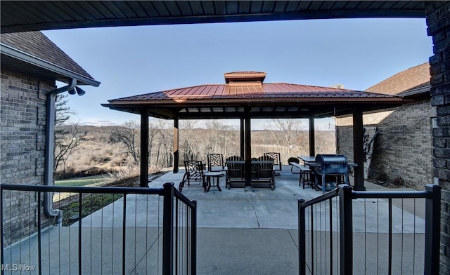 view of patio featuring a gazebo